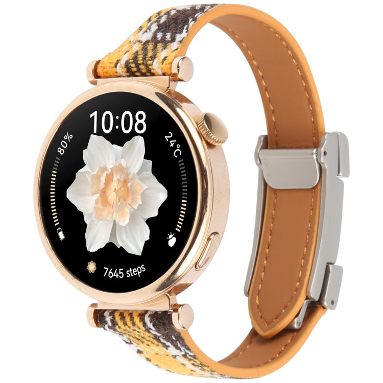 18mm Universal Slim Magnetic Buckle Napped Fabric Leather Watch Band(Yellow) - free shipping - PMc TechLife - Order now!