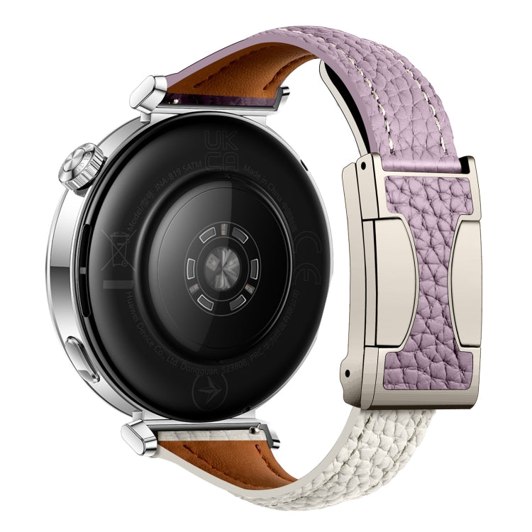 18mm Universal Slim Magnetic Buckle Genuine Leather Watch Band(Purple Beige) - free shipping - PMc TechLife - Order now!