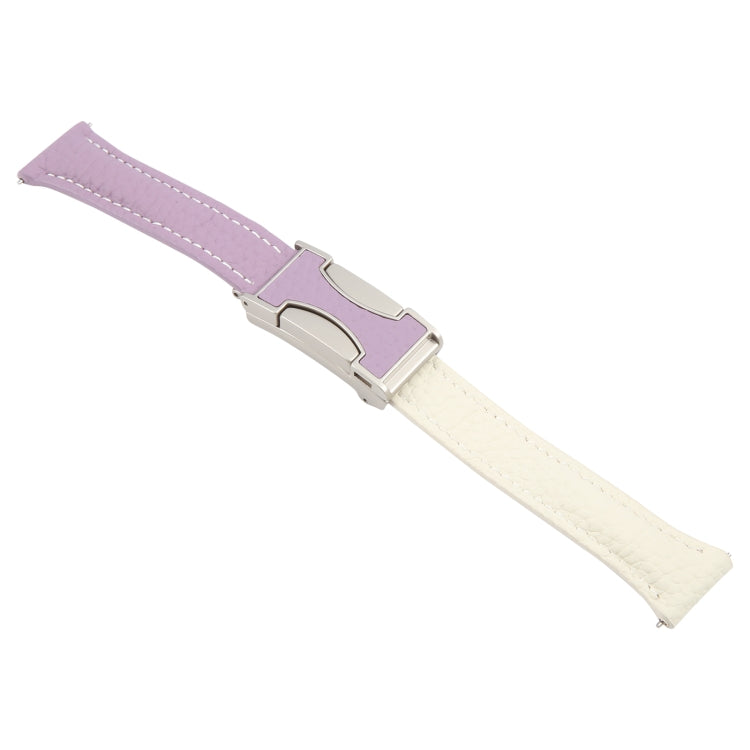 18mm Universal Slim Magnetic Buckle Genuine Leather Watch Band(Purple Beige) - free shipping - PMc TechLife - Order now!