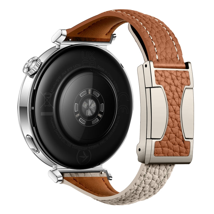18mm Universal Slim Magnetic Buckle Genuine Leather Watch Band(Brown Light Grey) - free shipping - PMc TechLife - Order now!