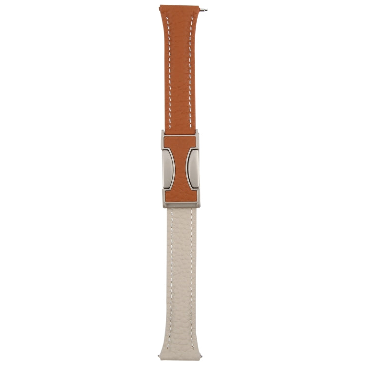 18mm Universal Slim Magnetic Buckle Genuine Leather Watch Band(Brown Light Grey) - free shipping - PMc TechLife - Order now!
