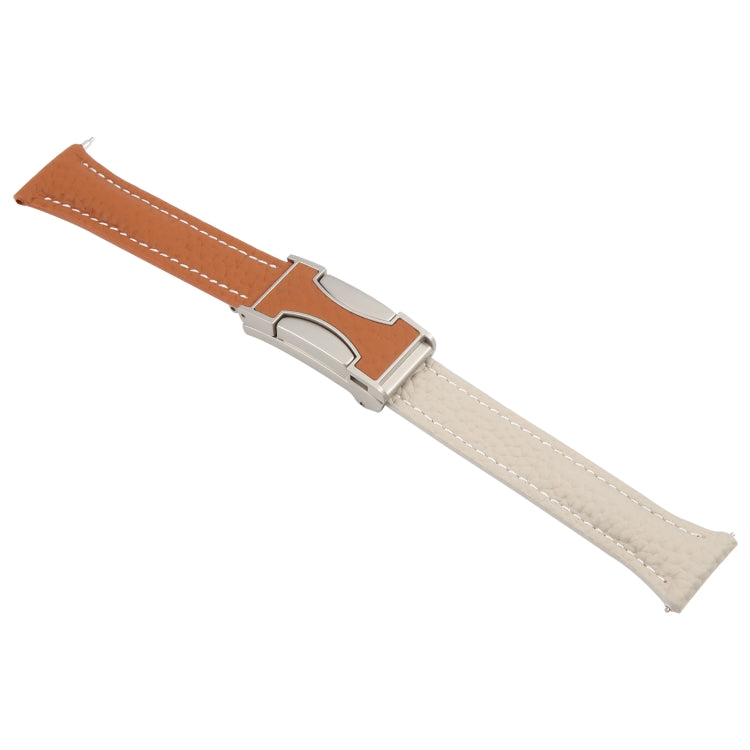 18mm Universal Slim Magnetic Buckle Genuine Leather Watch Band(Brown Light Grey) - free shipping - PMc TechLife - Order now!