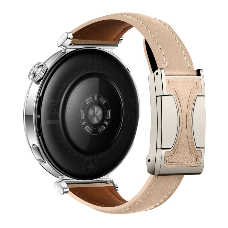 18mm Universal Slim Magnetic Buckle Genuine Leather Watch Band(Plain Weave Apricot) - free shipping - PMc TechLife - Order now!