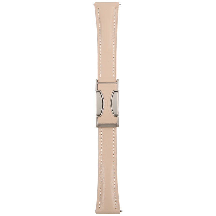 18mm Universal Slim Magnetic Buckle Genuine Leather Watch Band(Plain Weave Apricot) - free shipping - PMc TechLife - Order now!