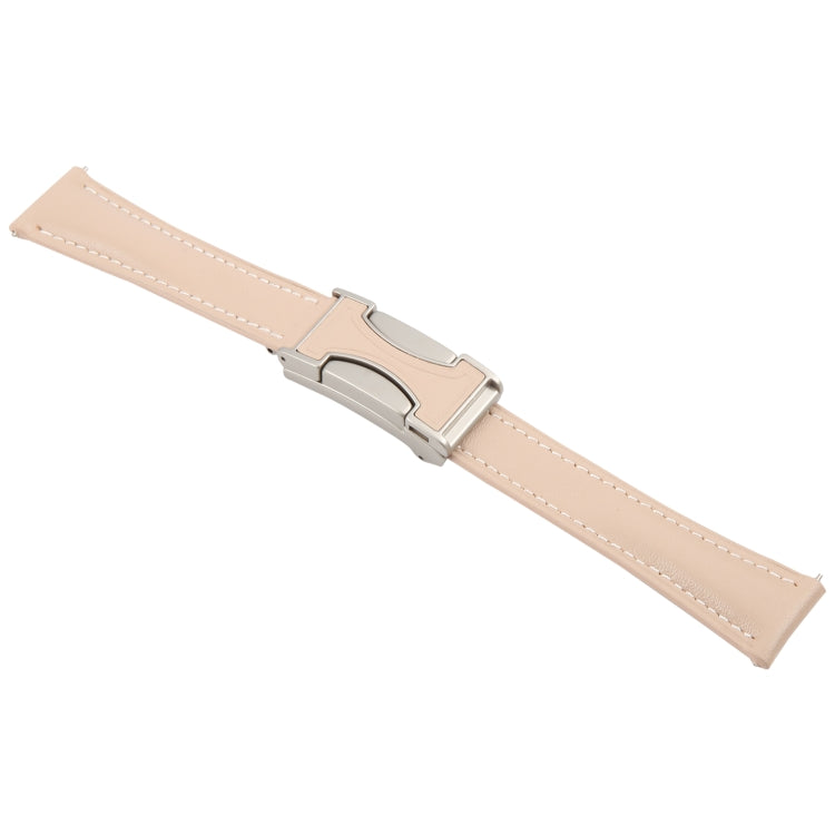 18mm Universal Slim Magnetic Buckle Genuine Leather Watch Band(Plain Weave Apricot) - free shipping - PMc TechLife - Order now!