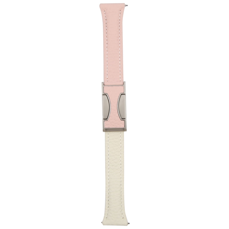 20mm Universal Slim Magnetic Buckle Genuine Leather Watch Band(Pink Beige) - 20mm Bands by PMc TechLife | Online Shopping South Africa | PMc TechLife | Buy Now Pay Later Mobicred