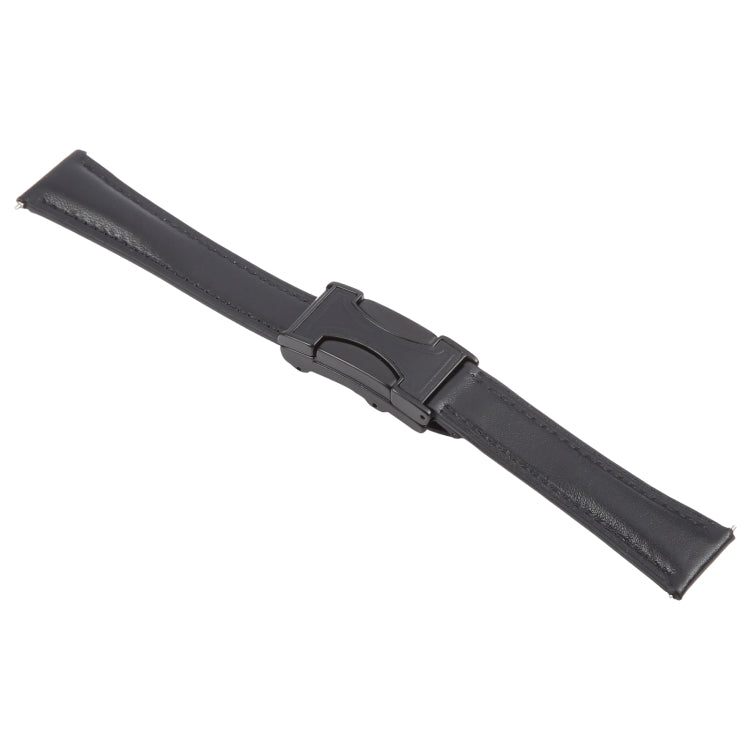 20mm Universal Slim Magnetic Buckle Genuine Leather Watch Band(Plain Weave Black) - free shipping - PMc TechLife - Order now!