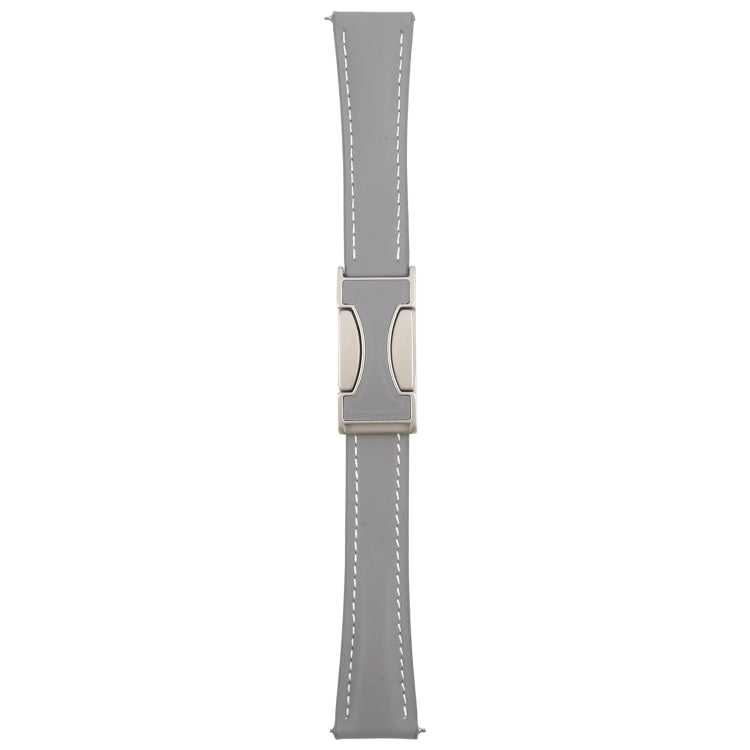 20mm Universal Slim Magnetic Buckle Genuine Leather Watch Band(Plain Weave Grey) - free shipping - PMc TechLife - Order now!