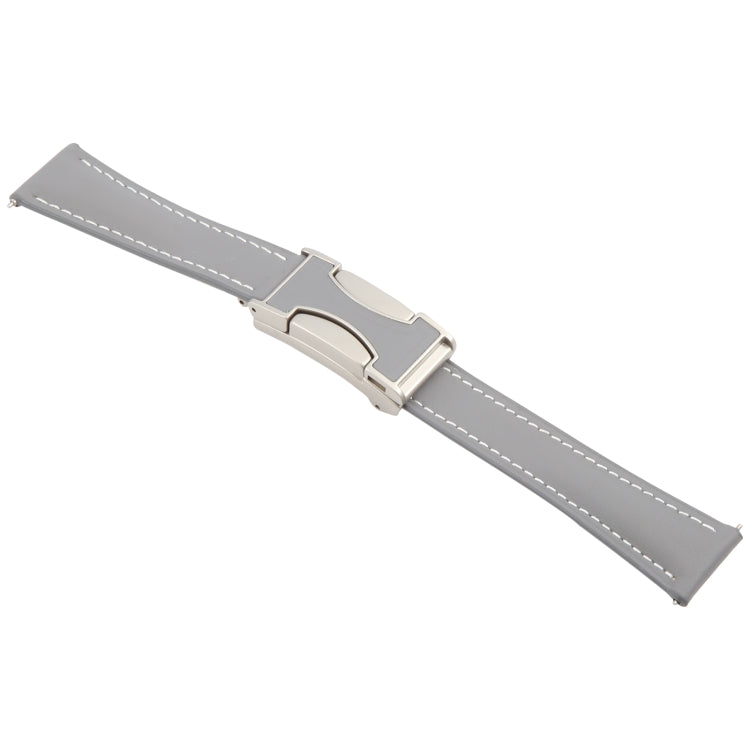 20mm Universal Slim Magnetic Buckle Genuine Leather Watch Band(Plain Weave Grey) - free shipping - PMc TechLife - Order now!