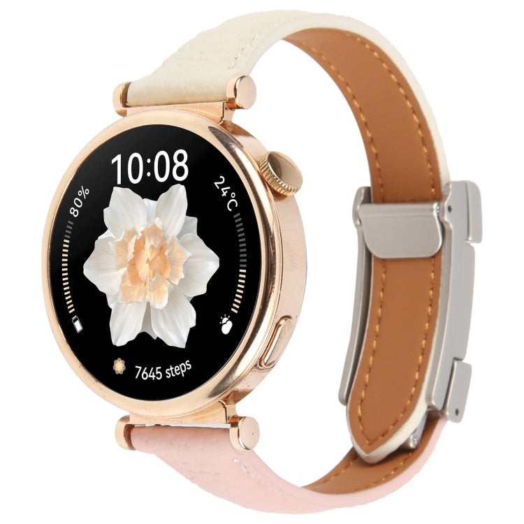 22mm Universal Slim Magnetic Buckle Genuine Leather Watch Band(Pink Beige) - free shipping - PMc TechLife - Order now!