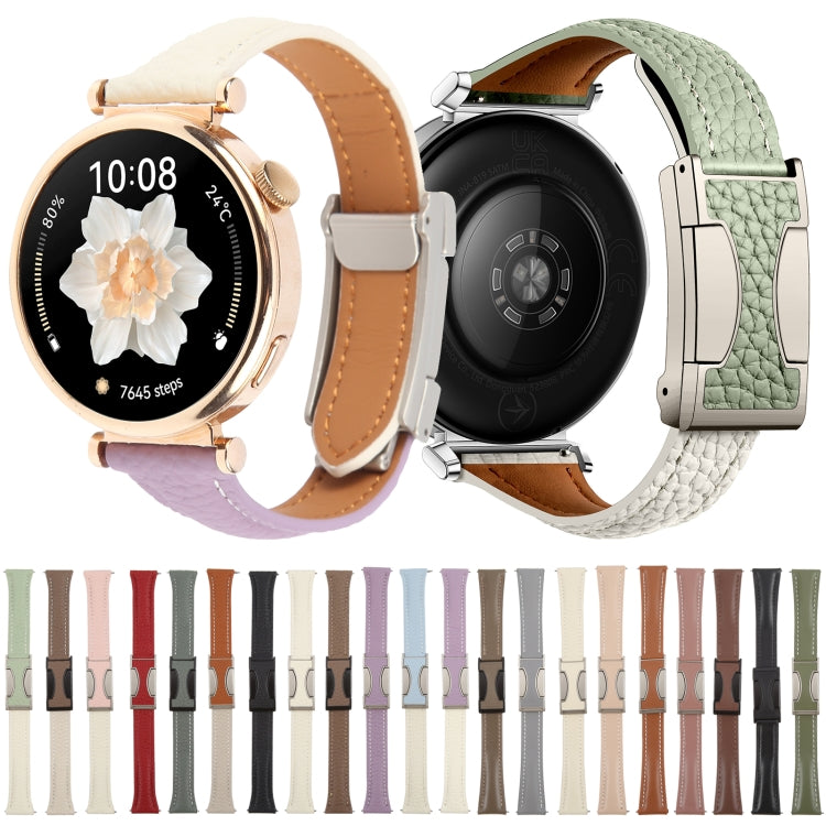 18mm Universal Slim Magnetic Buckle Genuine Leather Watch Band(Brown Light Grey) - free shipping - PMc TechLife - Order now!