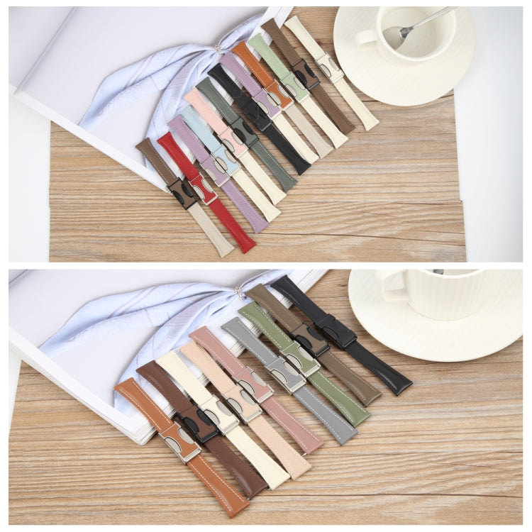 18mm Universal Slim Magnetic Buckle Genuine Leather Watch Band(Brown Light Grey) - free shipping - PMc TechLife - Order now!