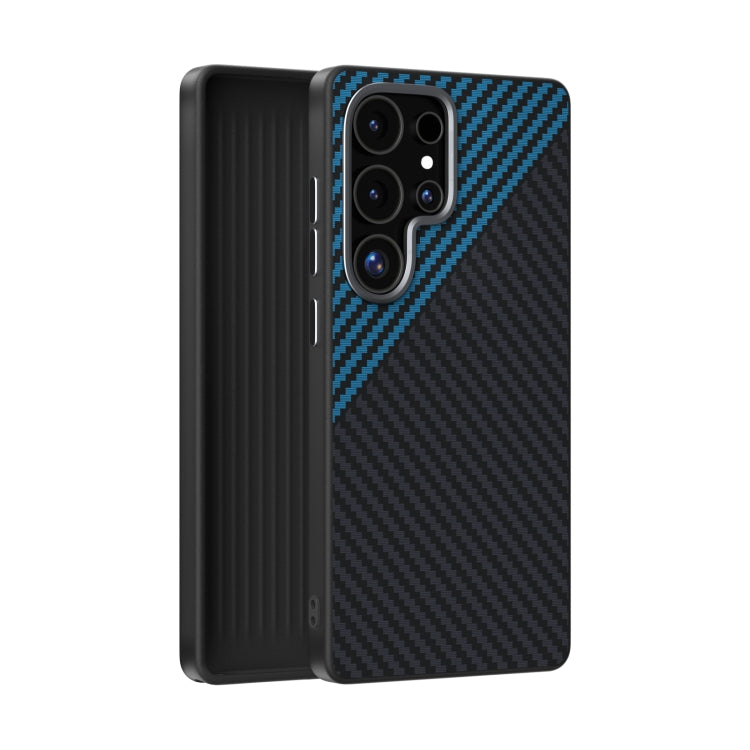 For Samsung Galaxy S25 Ultra 5G ABEEL C Carbon Fiber Series 6D Micro Relief MagSafe Phone Case(Black Blue) - Galaxy S25 Ultra 5G Cases by PMC TechLife | Online Shopping South Africa | PMC TechLife | Buy Now Pay Later Mobicred