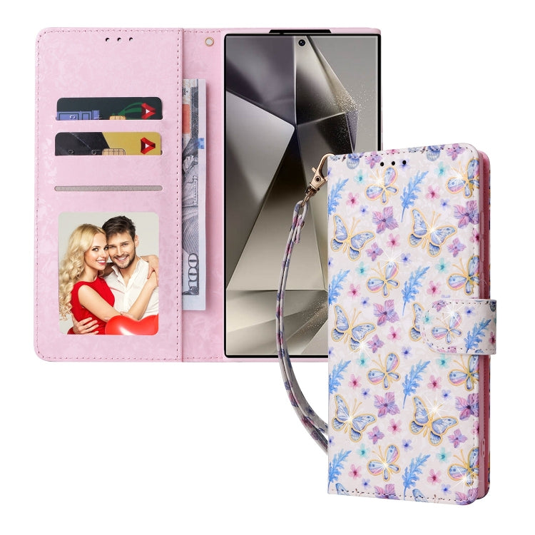 For Samsung Galaxy S25 Ultra 5G Bronzing Painting RFID Leather Phone Case(Pansies) - Galaxy S25 Ultra 5G Cases by PMC Jewellery | Online Shopping South Africa | PMC Jewellery | Buy Now Pay Later Mobicred