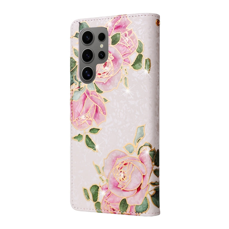 For Samsung Galaxy S25 Ultra 5G Bronzing Painting RFID Leather Phone Case(Rose Flower) - Galaxy S25 Ultra 5G Cases by PMC Jewellery | Online Shopping South Africa | PMC Jewellery | Buy Now Pay Later Mobicred