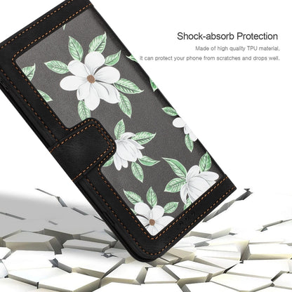 For Samsung Galaxy S25+ 5G Floral Pattern Leather Phone Case with Lanyard(Black) - Galaxy S25+ 5G Cases by PMC Jewellery | Online Shopping South Africa | PMC Jewellery | Buy Now Pay Later Mobicred