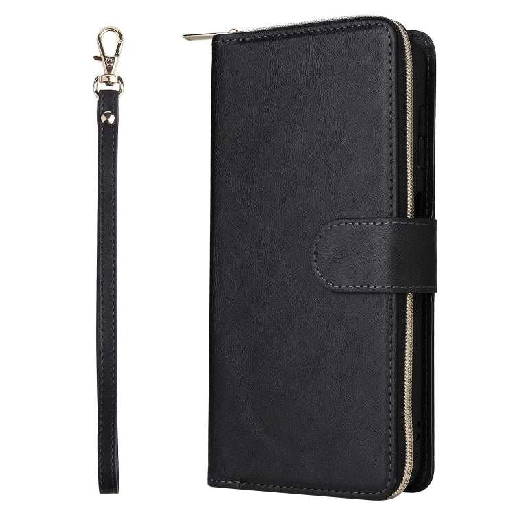 For Samsung Galaxy S25 5G 9-Card Slots Zipper Wallet Bag Leather Phone Case(Black) - Galaxy S25 5G Cases by PMC Jewellery | Online Shopping South Africa | PMC Jewellery | Buy Now Pay Later Mobicred