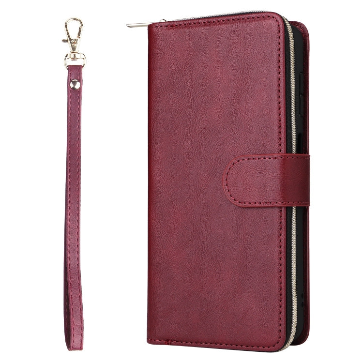 For Samsung Galaxy S25 5G 9-Card Slots Zipper Wallet Bag Leather Phone Case(Wine Red) - Galaxy S25 5G Cases by PMC TechLife | Online Shopping South Africa | PMC TechLife | Buy Now Pay Later Mobicred