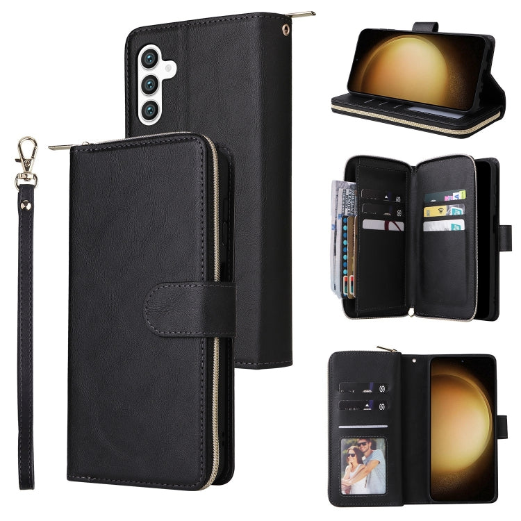 For Samsung Galaxy S25+ 5G 9-Card Slots Zipper Wallet Bag Leather Phone Case(Black) - Galaxy S25+ 5G Cases by PMC TechLife | Online Shopping South Africa | PMC TechLife | Buy Now Pay Later Mobicred