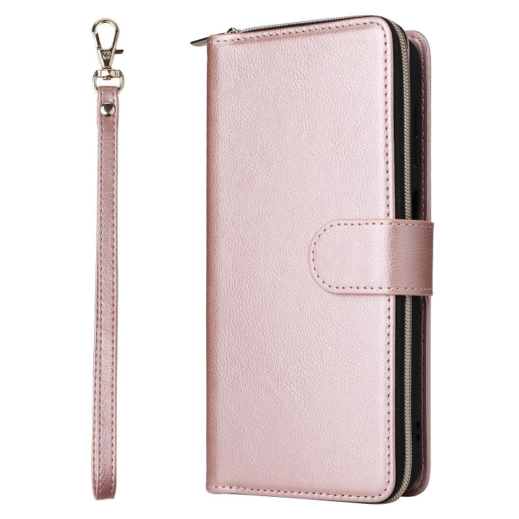For Samsung Galaxy S25+ 5G 9-Card Slots Zipper Wallet Bag Leather Phone Case(Rose Gold) - Galaxy S25+ 5G Cases by PMC TechLife | Online Shopping South Africa | PMC TechLife | Buy Now Pay Later Mobicred