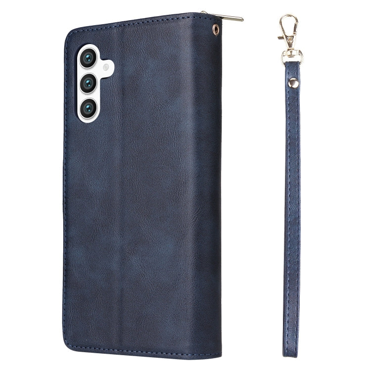 For Samsung Galaxy S25+ 5G 9-Card Slots Zipper Wallet Bag Leather Phone Case(Blue) - Galaxy S25+ 5G Cases by PMC TechLife | Online Shopping South Africa | PMC TechLife | Buy Now Pay Later Mobicred