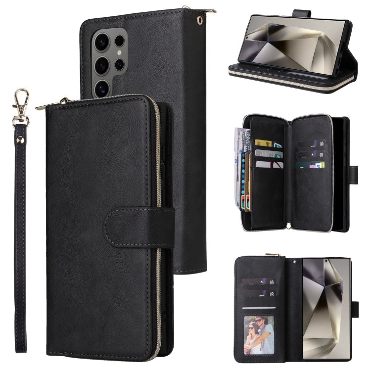 For Samsung Galaxy S25 Ultra 5G 9-Card Slots Zipper Wallet Bag Leather Phone Case(Black) - Galaxy S25 Ultra 5G Cases by PMC TechLife | Online Shopping South Africa | PMC TechLife | Buy Now Pay Later Mobicred