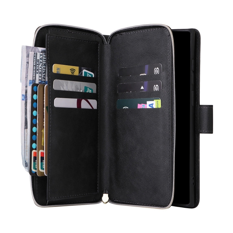 For Samsung Galaxy S25 Ultra 5G 9-Card Slots Zipper Wallet Bag Leather Phone Case(Black) - Galaxy S25 Ultra 5G Cases by PMC TechLife | Online Shopping South Africa | PMC TechLife | Buy Now Pay Later Mobicred