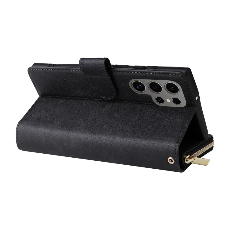 For Samsung Galaxy S25 Ultra 5G 9-Card Slots Zipper Wallet Bag Leather Phone Case(Black) - Galaxy S25 Ultra 5G Cases by PMC TechLife | Online Shopping South Africa | PMC TechLife | Buy Now Pay Later Mobicred