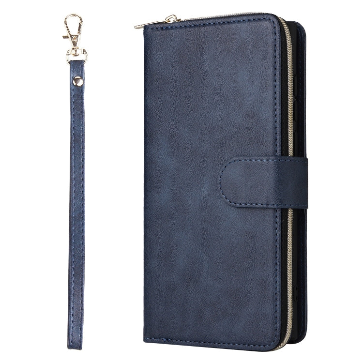 For Samsung Galaxy S25 Ultra 5G 9-Card Slots Zipper Wallet Bag Leather Phone Case(Blue) - Galaxy S25 Ultra 5G Cases by PMC TechLife | Online Shopping South Africa | PMC TechLife | Buy Now Pay Later Mobicred