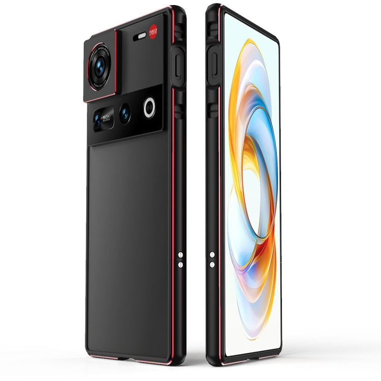 For ZTE nubia Z70 Ultra Aurora Series Lens Protector + Metal Frame Phone Case(Black Red) - ZTE Cases by PMC TechLife | Online Shopping South Africa | PMC TechLife | Buy Now Pay Later Mobicred