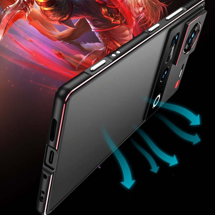 For ZTE nubia Z70 Ultra Aurora Series Lens Protector + Metal Frame Phone Case(Blue Silver) - ZTE Cases by PMC TechLife | Online Shopping South Africa | PMC TechLife | Buy Now Pay Later Mobicred