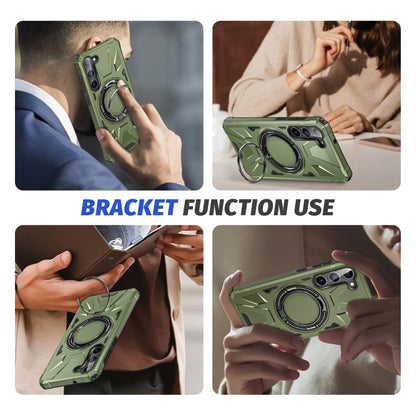 For Samsung Galaxy S25 5G MagSafe Magnetic Shockproof Phone Case with Ring Holder(Dark Green) - Galaxy S25 5G Cases by PMC Jewellery | Online Shopping South Africa | PMC Jewellery | Buy Now Pay Later Mobicred