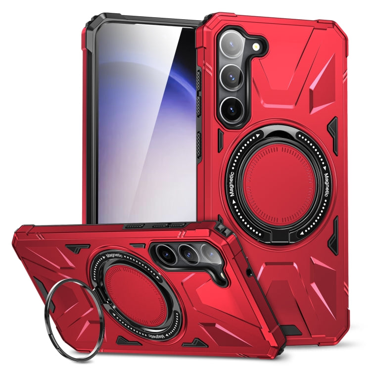 For Samsung Galaxy S25+ 5G MagSafe Magnetic Shockproof Phone Case with Ring Holder(Red) - Galaxy S25+ 5G Cases by PMC Jewellery | Online Shopping South Africa | PMC Jewellery | Buy Now Pay Later Mobicred