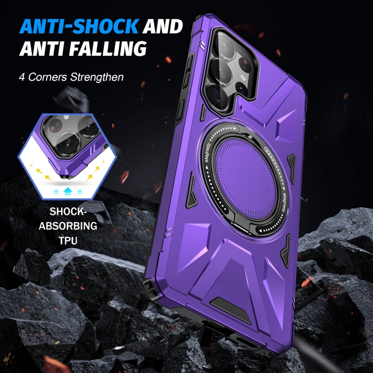 For Samsung Galaxy S25 Ultra 5G MagSafe Magnetic Shockproof Phone Case with Ring Holder(Purple) - Galaxy S25 Ultra 5G Cases by PMC Jewellery | Online Shopping South Africa | PMC Jewellery | Buy Now Pay Later Mobicred