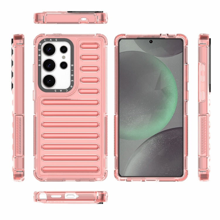 For Samsung Galaxy S25 Ultra 5G High Transparency TPU Hybrid PC Airbag Phone Case(Peach Red) - free shipping - PMC Jewellery - Order now!