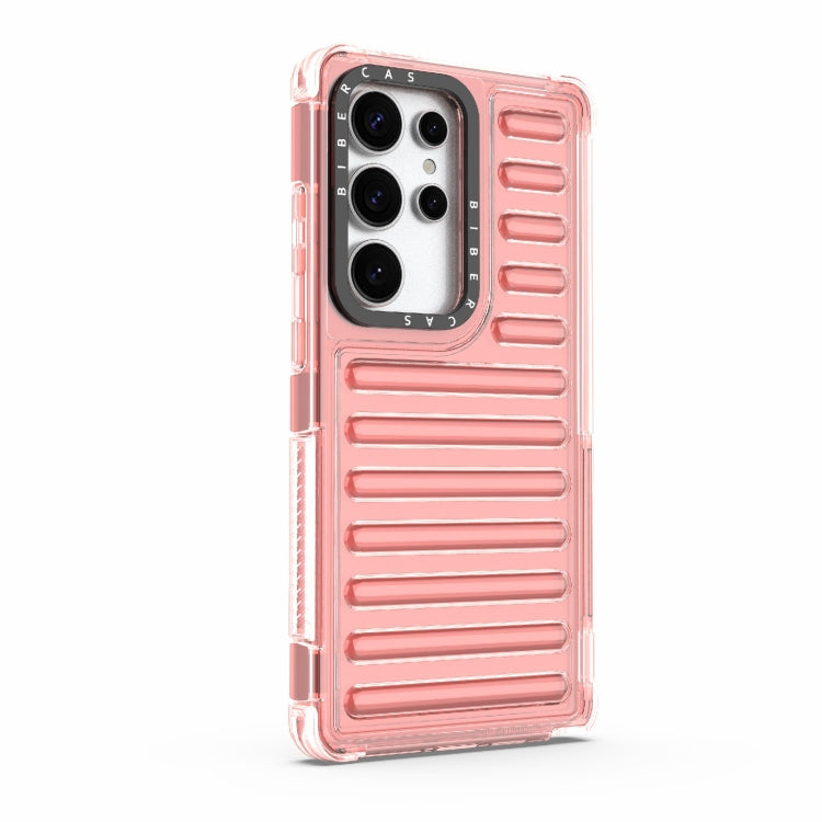 For Samsung Galaxy S25 Ultra 5G High Transparency TPU Hybrid PC Airbag Phone Case(Peach Red) - free shipping - PMC Jewellery - Order now!
