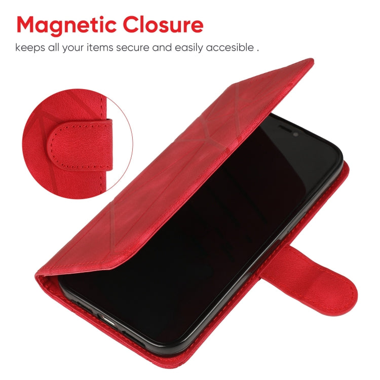 For Samsung Galaxy S25 Ultra 5G Skin Feel Geometric Lines Leather Phone Case(Red) - Galaxy S25 Ultra 5G Cases by PMC TechLife | Online Shopping South Africa | PMC TechLife | Buy Now Pay Later Mobicred