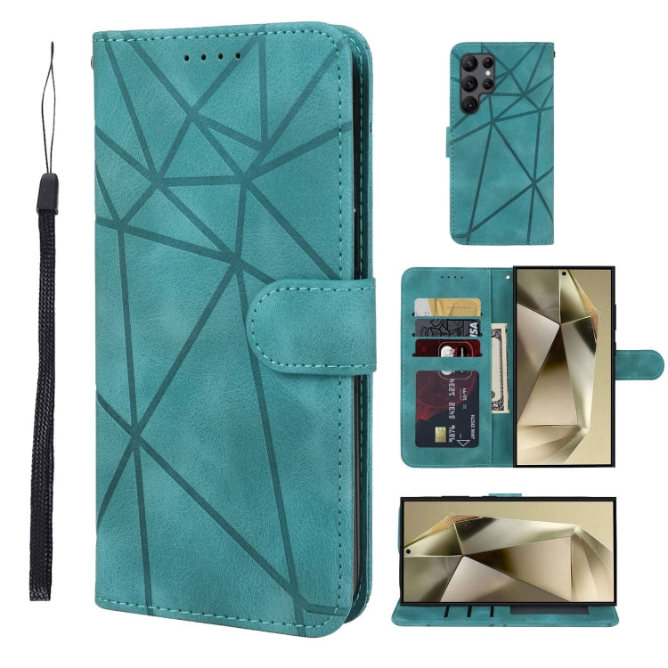 For Samsung Galaxy S25 Ultra 5G Skin Feel Geometric Lines Leather Phone Case(Green) - Galaxy S25 Ultra 5G Cases by PMC TechLife | Online Shopping South Africa | PMC TechLife | Buy Now Pay Later Mobicred
