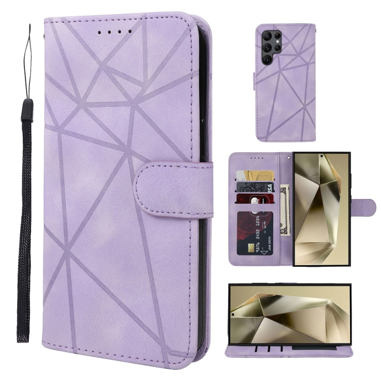 For Samsung Galaxy S25 Ultra 5G Skin Feel Geometric Lines Leather Phone Case(Purple) - Galaxy S25 Ultra 5G Cases by PMC TechLife | Online Shopping South Africa | PMC TechLife | Buy Now Pay Later Mobicred