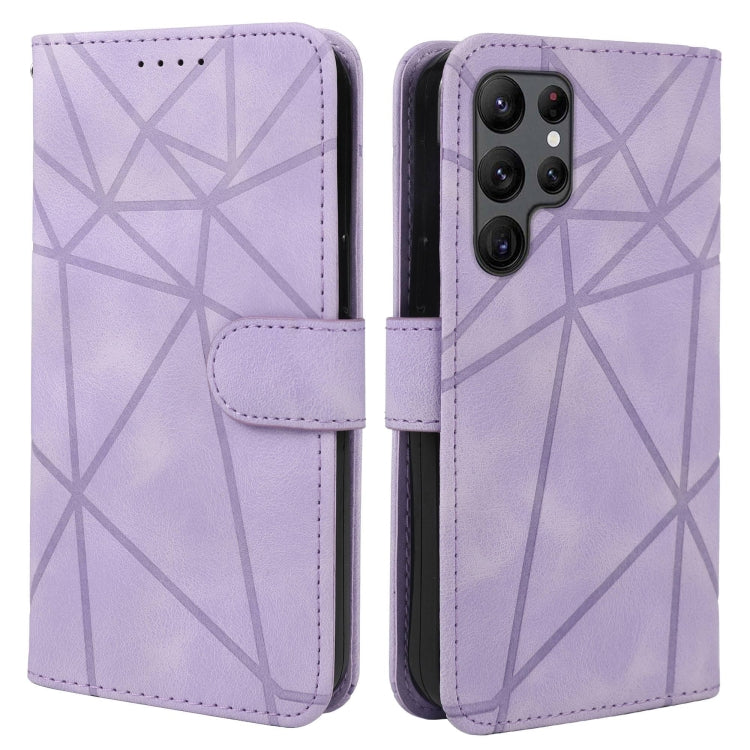 For Samsung Galaxy S25 Ultra 5G Skin Feel Geometric Lines Leather Phone Case(Purple) - Galaxy S25 Ultra 5G Cases by PMC TechLife | Online Shopping South Africa | PMC TechLife | Buy Now Pay Later Mobicred