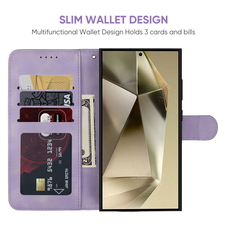 For Samsung Galaxy S25 Ultra 5G Skin Feel Geometric Lines Leather Phone Case(Purple) - Galaxy S25 Ultra 5G Cases by PMC TechLife | Online Shopping South Africa | PMC TechLife | Buy Now Pay Later Mobicred