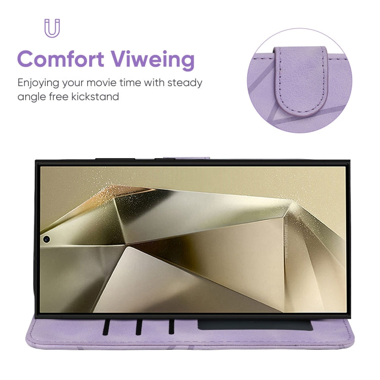 For Samsung Galaxy S25 Ultra 5G Skin Feel Geometric Lines Leather Phone Case(Purple) - Galaxy S25 Ultra 5G Cases by PMC TechLife | Online Shopping South Africa | PMC TechLife | Buy Now Pay Later Mobicred