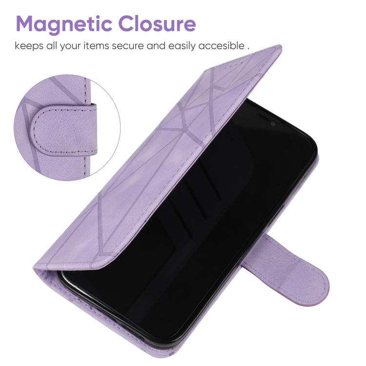 For Samsung Galaxy S25 Ultra 5G Skin Feel Geometric Lines Leather Phone Case(Purple) - Galaxy S25 Ultra 5G Cases by PMC TechLife | Online Shopping South Africa | PMC TechLife | Buy Now Pay Later Mobicred