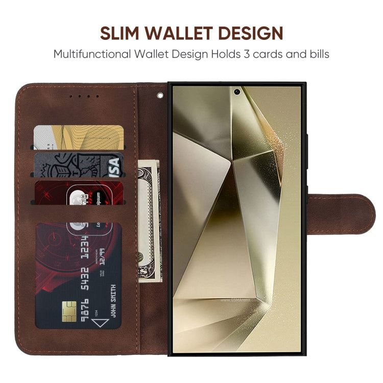 For Samsung Galaxy S25 Ultra 5G Skin Feel Geometric Lines Leather Phone Case(Brown) - Galaxy S25 Ultra 5G Cases by PMC TechLife | Online Shopping South Africa | PMC TechLife | Buy Now Pay Later Mobicred