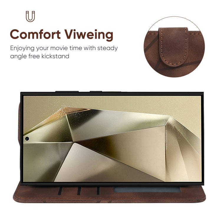 For Samsung Galaxy S25 Ultra 5G Skin Feel Geometric Lines Leather Phone Case(Brown) - Galaxy S25 Ultra 5G Cases by PMC TechLife | Online Shopping South Africa | PMC TechLife | Buy Now Pay Later Mobicred