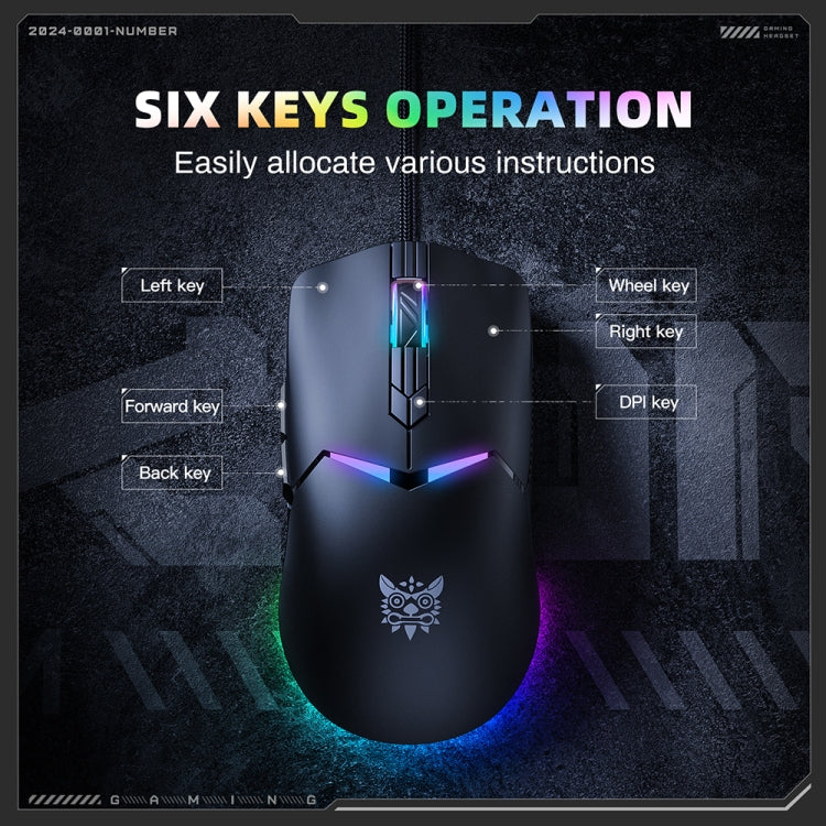 ONIKUMA CW929 RGB 6400DPI Wired Mouse(Black) - Wired Mice by ONIKUMA | Online Shopping South Africa | PMC TechLife | Buy Now Pay Later Mobicred