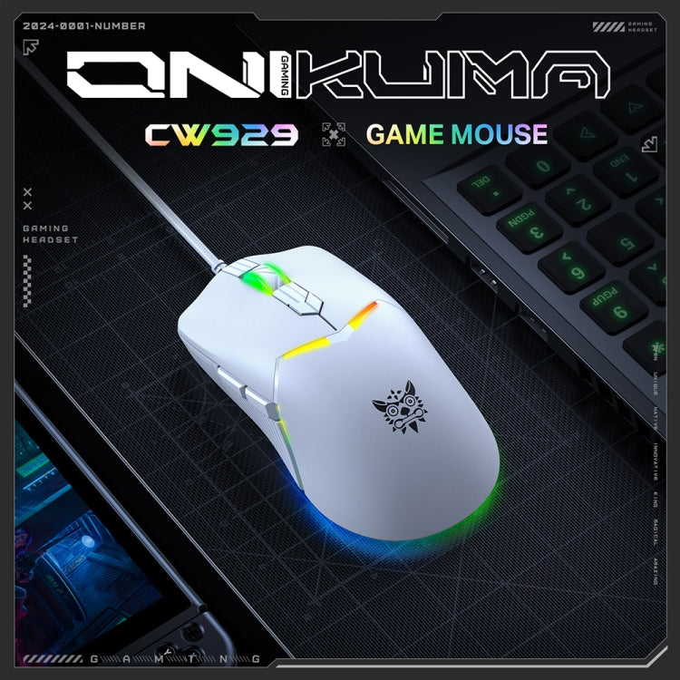 ONIKUMA CW929 RGB 6400DPI Wired Mouse(White) - free shipping - PMC TechLife - Order now!
