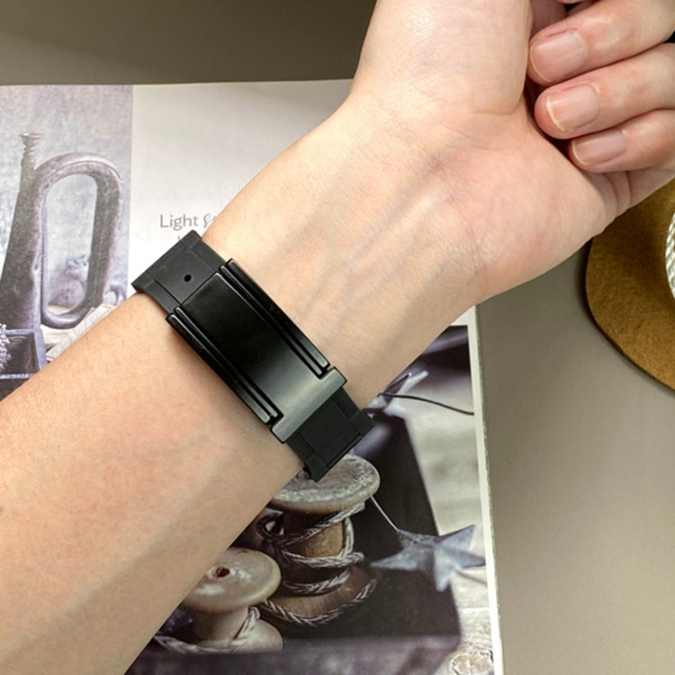 For Apple Watch 46mm / 49mm / 45mm / 44mm T-shaped Magnetic Buckle Stainless Steel Rubber Watch Band(Black Black Buckle) - free shipping - PMC TechLife - Order now!