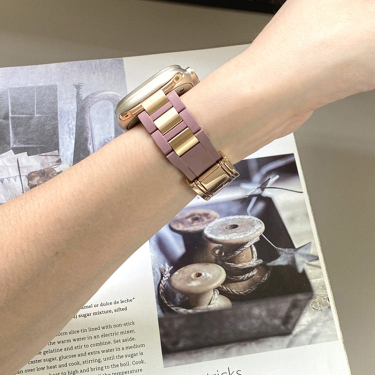 For Apple Watch 46mm / 49mm / 45mm / 44mm T-shaped Magnetic Buckle Stainless Steel Rubber Watch Band(Smoky Purple Rose Gold Buckle) - free shipping - PMC TechLife - Order now!