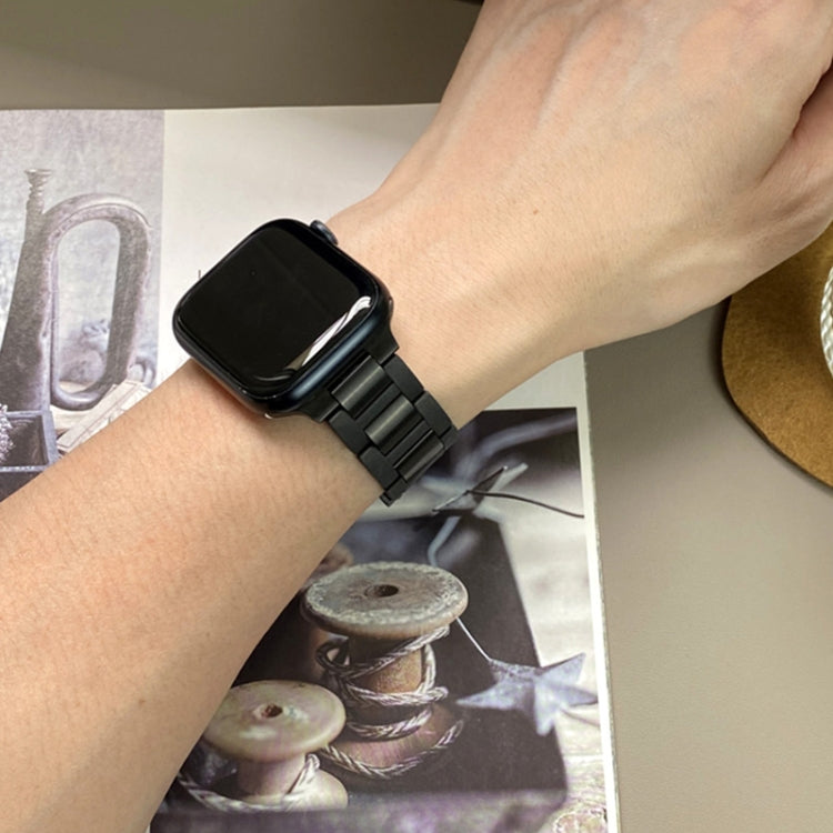 For Apple Watch 42mm / 41mm / 40mm / 38mm T-shaped Magnetic Buckle Stainless Steel Rubber Watch Band(Black Black Buckle) - free shipping - PMC TechLife - Order now!
